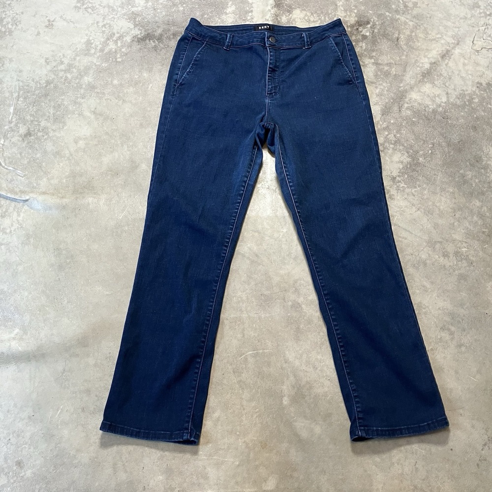 Dkny Jeans Womens Size 33/16 Blue Mid Rise Straight Leg Cotton Blend